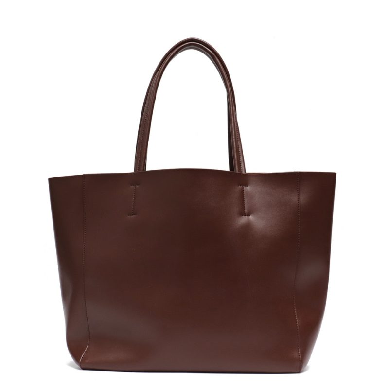 grand sac en cuir cabas marron fonce