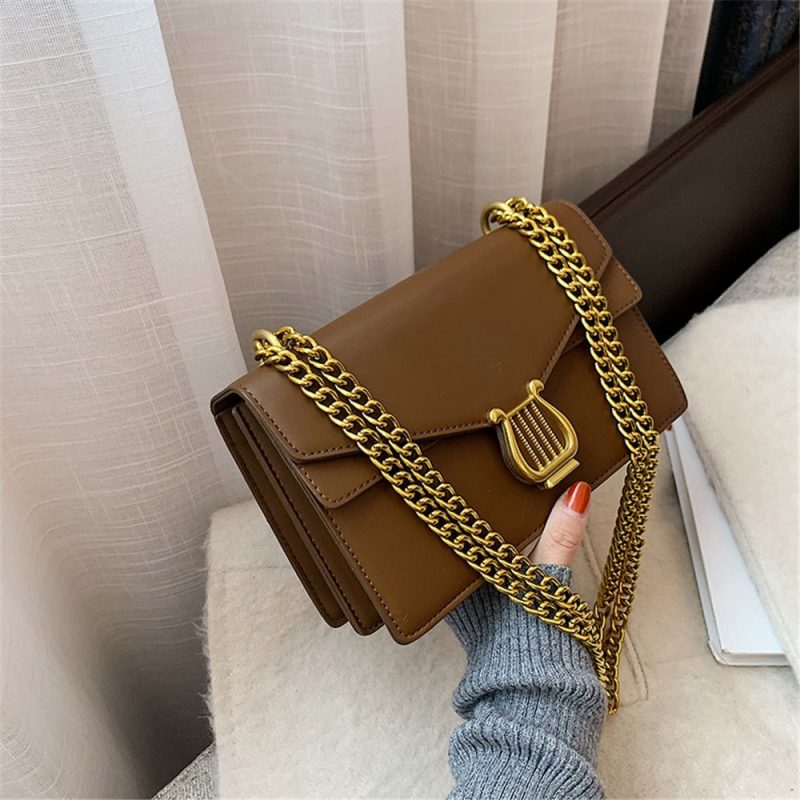 sac bandouliere avec chaine marron glace