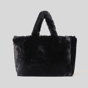 sac a main en fausse fourrure noir