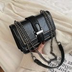 sac bandouliere noir chaine argent