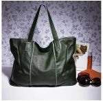 sac de cours en cuir vert foncé