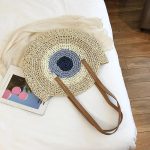sac en paille rond beige