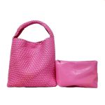 sac cuir veritable tressé luxe rose