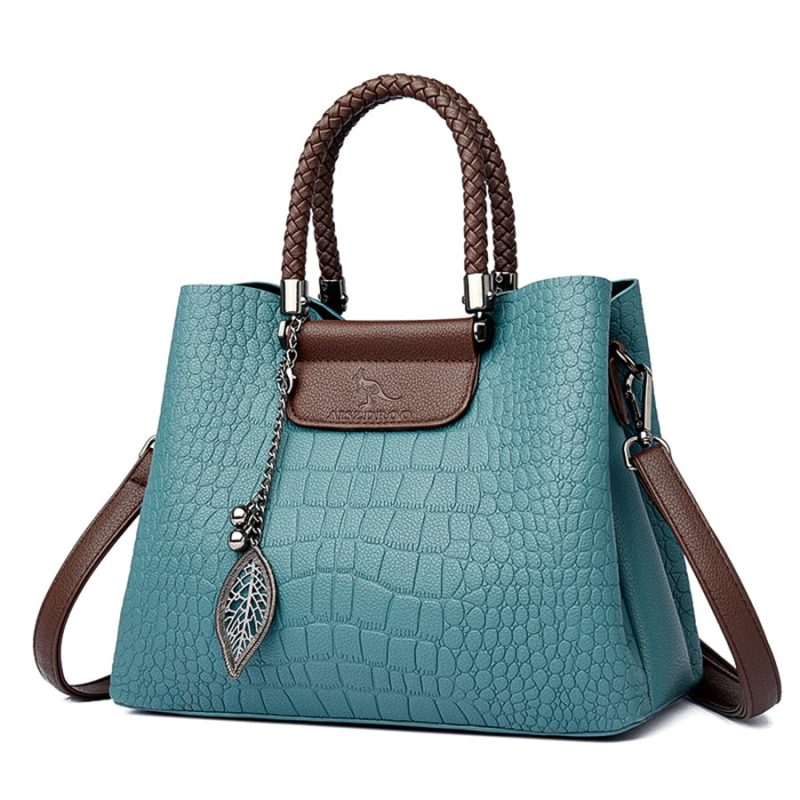 sac a main cuir croco bleu