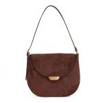 sac a main cuir daim marron foncé