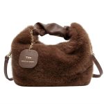 sac bandouliere fourrure marron fonce