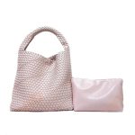 sac cuir tressé luxe rose pale