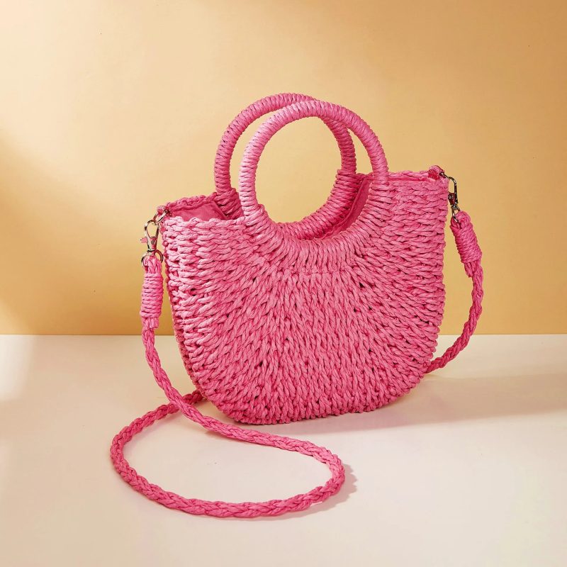 sac osier bandouliere rose