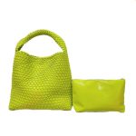 sac cuir tressé luxe vert fluo