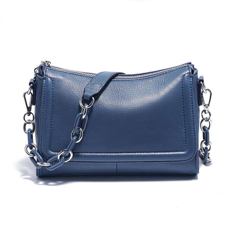 sac bandouliere cuir chaine bleu