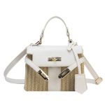 sac bandouliere raphia et cuir blanc