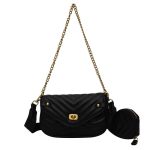 petit sac a main avec chaine en or noir