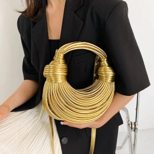 petit sac a main dore tisse