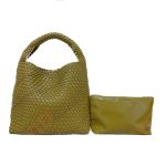 sac a main en cuir tressé luxe vert olive