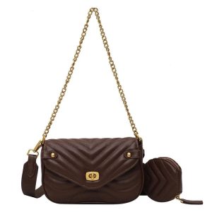 petit sac a main avec chaine marron