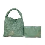 sac en cuir tressé luxe vert clair