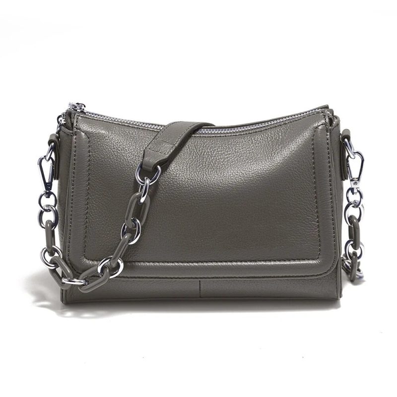 sac bandouliere cuir chaine gris