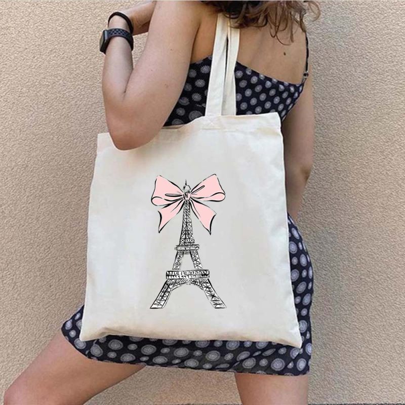 tote bag paris noeud rose