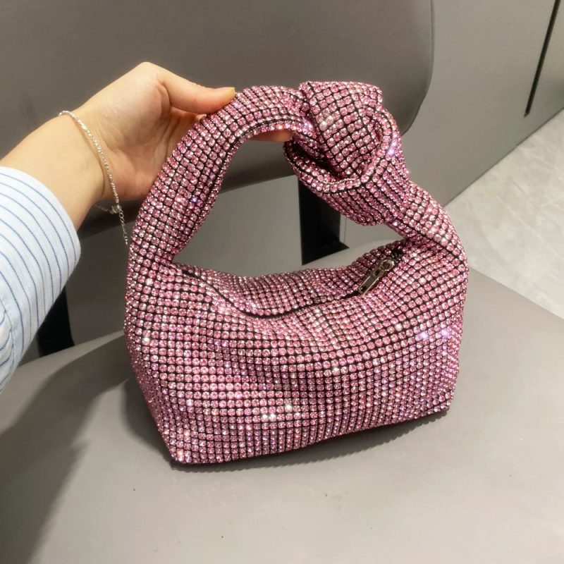 petit sac soirée en strass rose