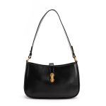 sac en cuir femme noir en metal dore