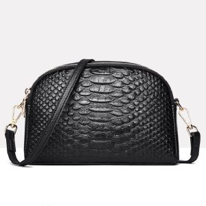 sac bandouliere croco noir