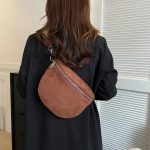 sac banane daim femme marron