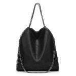 sac a main noir chaine argente