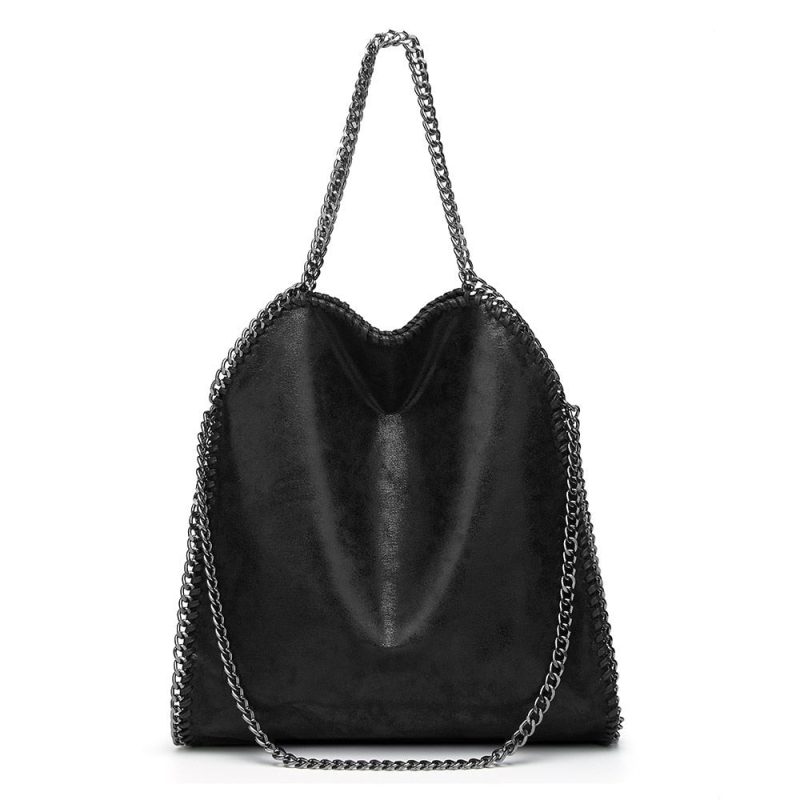 sac a main noir chaine argente