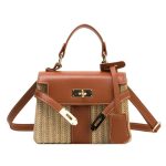 sac bandouliere raphia et cuir marron