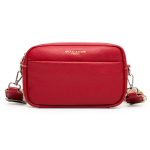 sac bandouliere carre femme rouge framboise
