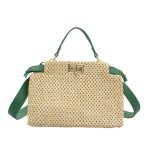 sac raphia luxe vert