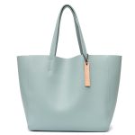 grand  tote bag en cuir bleu
