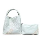 sac cuir tressé bleu pastel