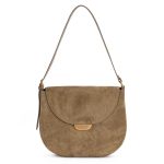 sac a main cuir daim vert khaki