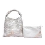 sac blanc en cuir tressé luxe