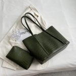 sac a main cabas cuir vegan vert khaki