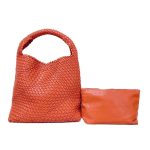 sac cuir tressé luxe orange