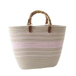 panier de plage tendance beige et rose