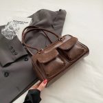 petit sac a main multipoche marron vintage