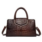 sac bandouliere femme effet croco marron foncé