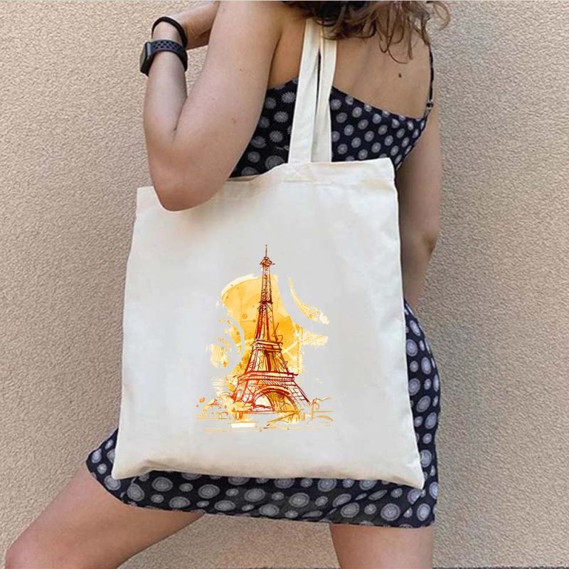 tote bag paris en or