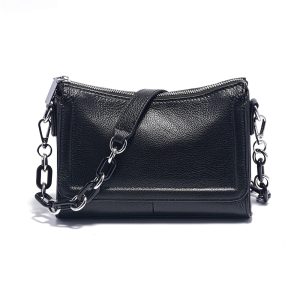 sac bandouliere cuir chaine noir