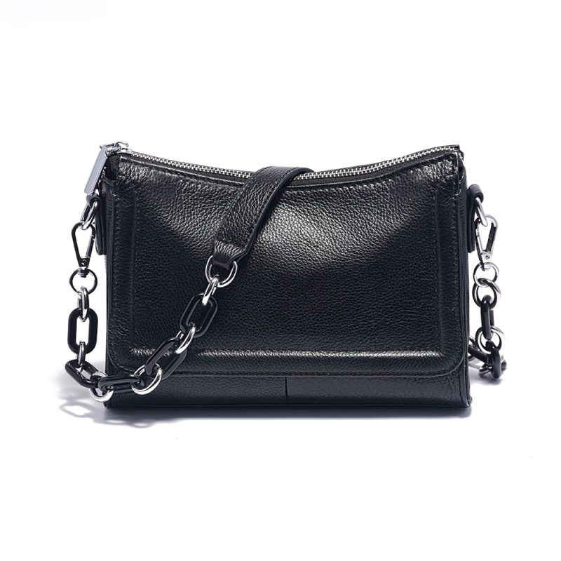 sac bandouliere cuir chaine noir