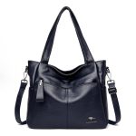 sac a main tote bag cuir bleu marine