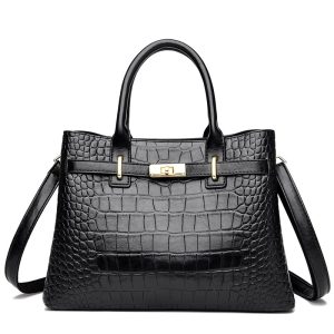 sac à main effet croco noir