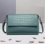 sac bandouliere cuir croco vert