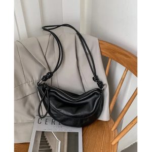 sac banane femme luxe en cuir noir