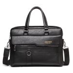 Porte document en cuir noir