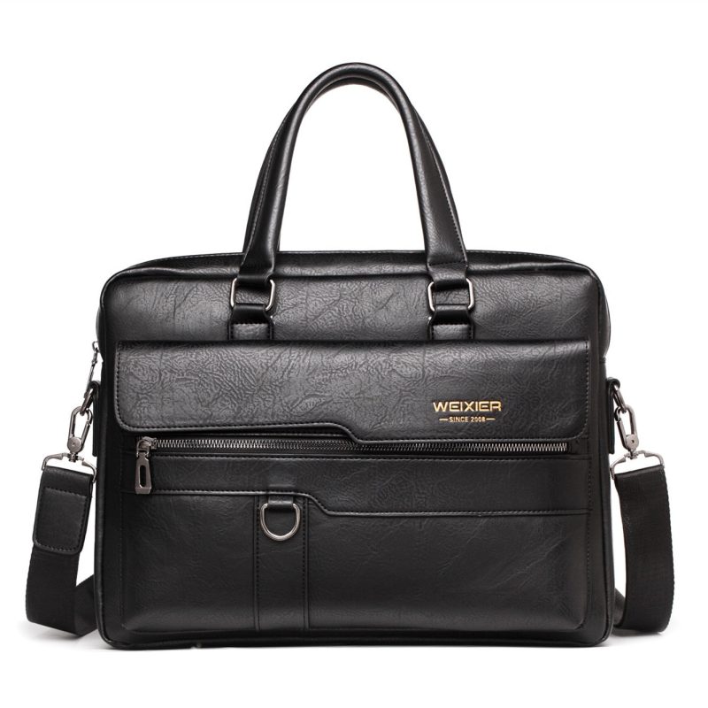 Porte document en cuir noir