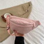 sac banane en toile rose clair